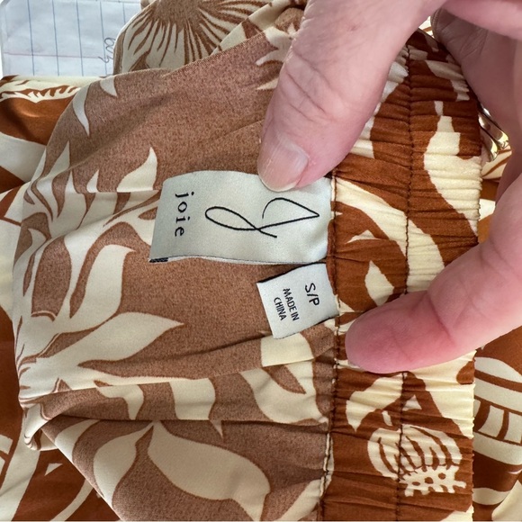 Joie silky poly tiered skirt high low hem front ruching elastic back waist SM - Picture 4 of 8